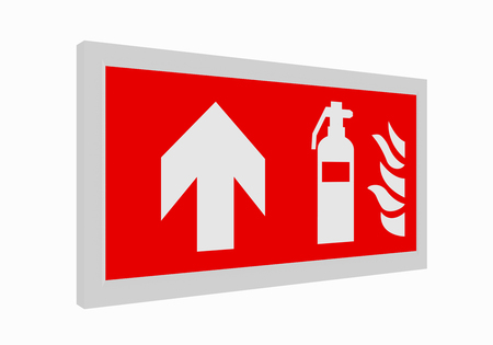 Fire safety signs according to the current form of ASR A1.3: fire extinguishers straight ahead. 3d renderingの写真素材