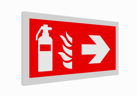 Fire protection sign according to the current form of ASR A1.3: fire extinguisher on the right. 3d renderingの写真素材