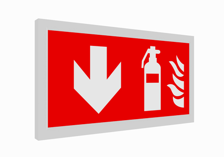 Fire safety signs according to the current form of ASR A1.3: fire extinguishers below. 3d renderingの写真素材