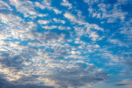 Cloudscape in the evening with blue sky. Location: Germany, North Rhine-Westphaliaの写真素材