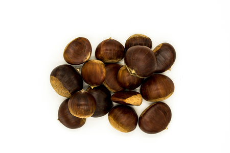 Chestnuts on white backgroundの写真素材