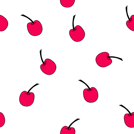 Seamless pattern of red cherries. Vector file EPS 10のイラスト素材
