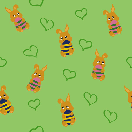 cute Easter design with easter bunny in kawaii style. Vector eps 10のイラスト素材