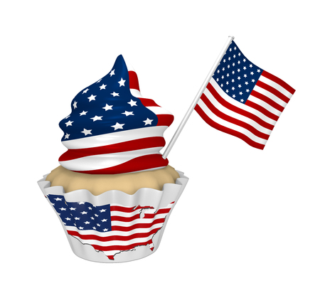 Cupcake with USA design. 3d renderingの写真素材