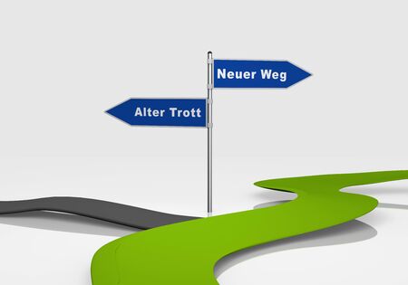 Decision between new way and old trott. 3d renderingの写真素材