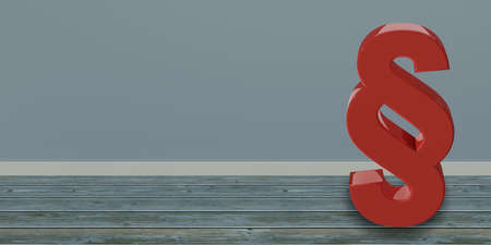Paragraph mark on wooden floor. 3d rendering