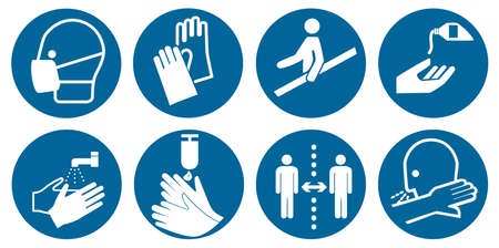 Collection of mandatory signs according to DIN EN ISO 7010, vector fileのイラスト素材