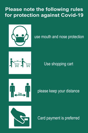 Shopping rules to protect against Covid-19. vector fileのイラスト素材