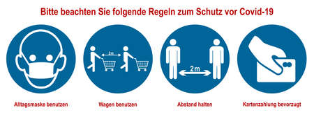 Covid-19 safety rules for shopping. vector fileのイラスト素材