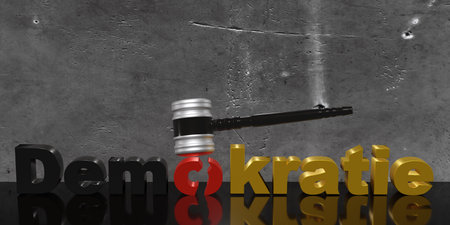 3D on a black background in front of a metal wall. 3d renderingの写真素材