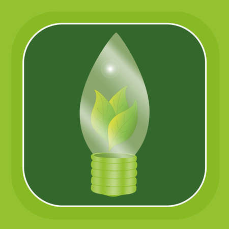 Environment symbol for green electricity: glowing lightbulb with leaves inside. vectorのイラスト素材