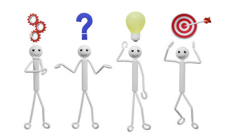 Stick figures with function and implementation symbols. 3d renderingの写真素材