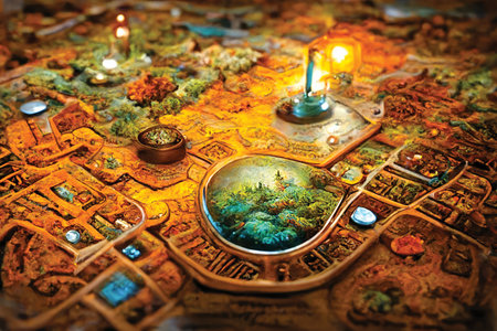 Fantasy world map for the game. 3D illustration, background or wallpaper, digital artの素材