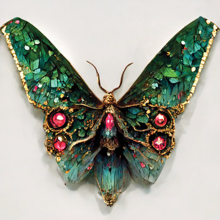 Digital illustration of fantasy butterfly, insect printable wall artの素材