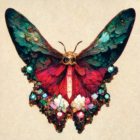 Digital art of imaginary butterfly, insect paintingの素材