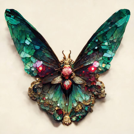 Digital illustration of imaginary butterfly, insect illustrationの素材