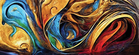 Digital art of mixed oil paint of different colors. Printable wall art, abstract colorful background or wallpaperの素材