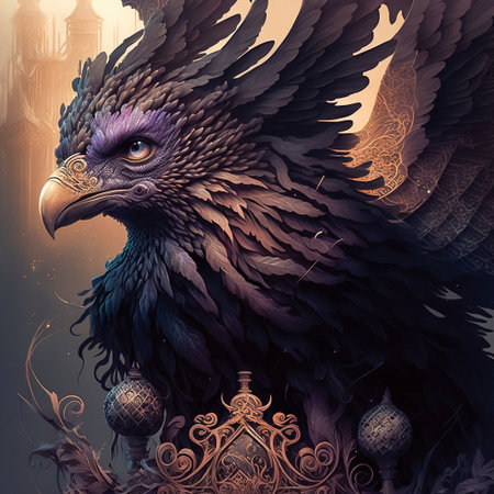 Digital painting of fantasy griffon in baroque styleの素材