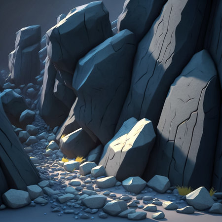 Illustration of mountain path, rockslideの素材