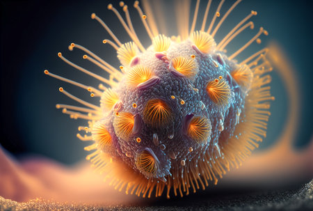 Bio life under the microscope, macro image, digital illustrationの素材