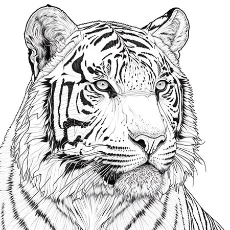 Graphic portrait of tiger. Printable t-short designの素材