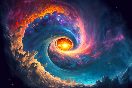 Spiral galaxy, cosmic nebula, magic entrance, fantasy wallpaperの素材