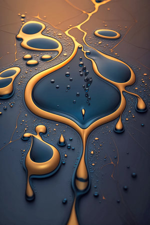 Abstract background with golden droplets for creative art. Generative ai.の素材