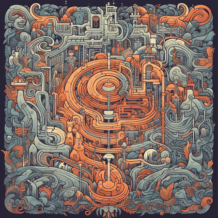 Intricate doodle pattern. Sketchy detailed, with lots of objects background. AI generativeの素材