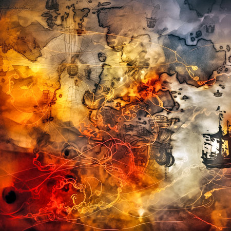 Whimsical abstract background with old pirate map. Generative AIの素材