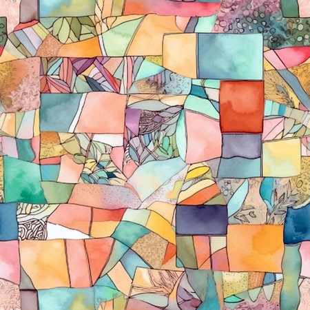 Whimsical abstract multicolored mosaic seamles pattern. AI generativeの素材