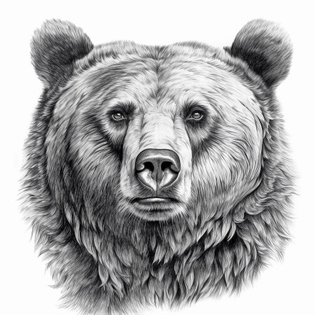 Black and white bear sketch graphic for tattoo or T-shirt design. AI generativeの素材