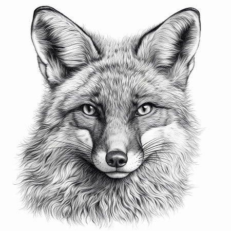 Portrait of fox for T-shirt design. Line art illustration. AI generativeの素材