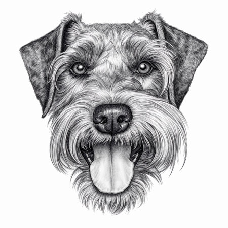 Portrait of spaniel, black and white t-shirt design with friendly dog, graphic drawing. AI generativeの素材