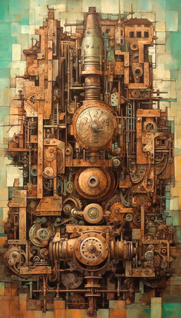 Vertical abstract steampunk background. AI generativeの素材