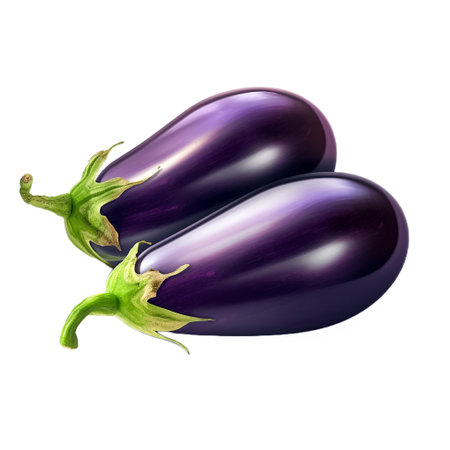 Eggplant. Realistic close-up illustration of fresh vegetable, isolated on white background. AI generativeの素材
