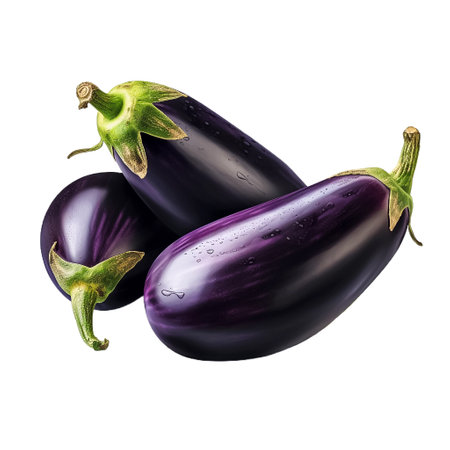 Eggplant. Realistic close-up illustration of fresh vegetable, isolated on white background. AI generativeの素材