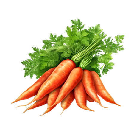 Carrots. Realistic close-up illustration of fresh vegetable, isolated on white background. AI generativeの素材
