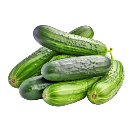 Cucumber. Realistic close-up illustration of fresh vegetable, isolated on white background. AI generativeの素材