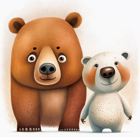 Cute cartoon bears. Watercolor illustration for children's book. AI generativeの素材