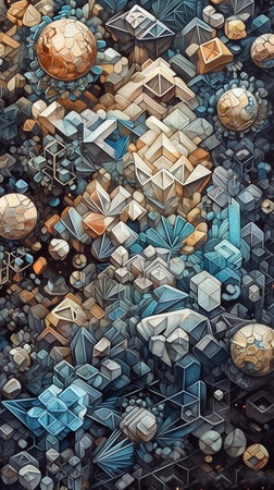Vertical art of abstract chaotic composition. AI generativeの素材