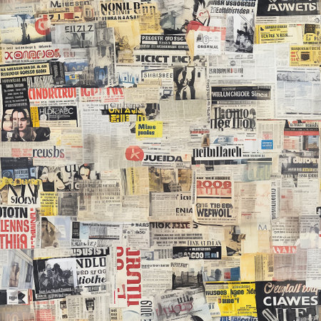 Multicolor seamless pattern with a collage of newspapers or magazine. AI generativeの素材