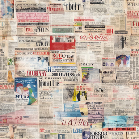 Colorful seamless pattern with a collage of newspapers or magazine pages. AI generativeの素材