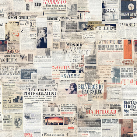 Seamless pattern with collage of vintage newspaper and magazine pages. AI generativeの素材