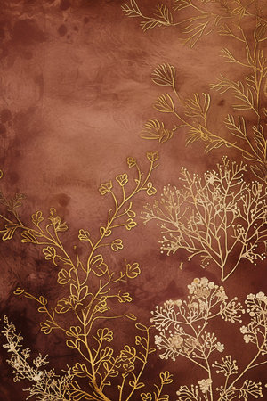 Beautiful vertical nature grunge brown background, botanical backdrop with copy space, top view, blank spaceの素材