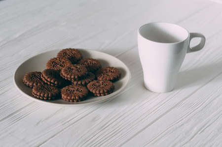 Extreme close-up image of chocolate chips cookies.の写真素材