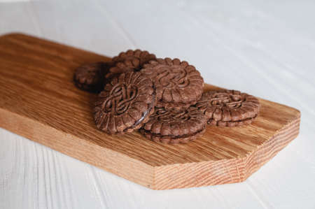 Extreme close-up image of chocolate chips cookies.の写真素材