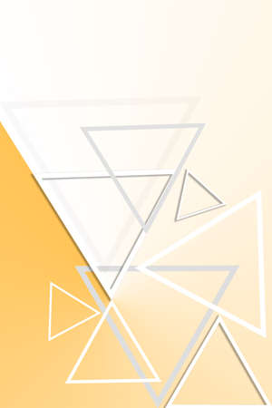 multicolored triangular figures on a yellow background with a place under the text.の写真素材