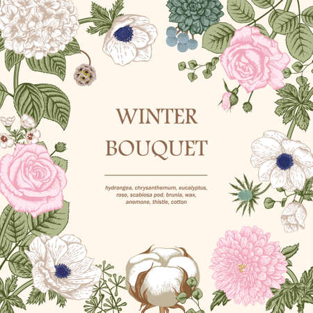 Bouquet of flowers. Wedding card.のイラスト素材