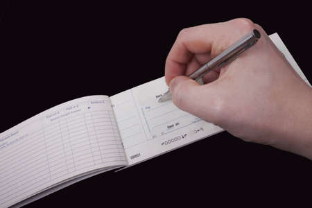 Check book and penの写真素材