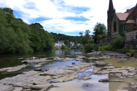 View of Llangollen in Denbighshire Wales UKのeditorial素材